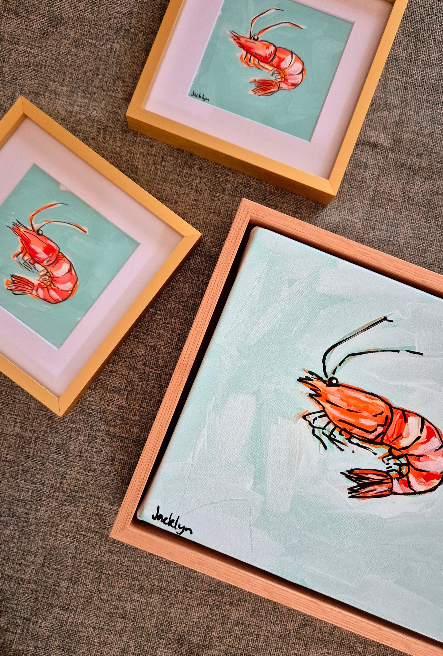 Prawn #4 (Aqua) | Mini Original Artwork