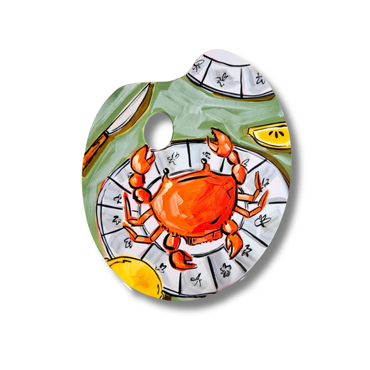 Crab and Lemon | Original (Wooden Paint Palette)