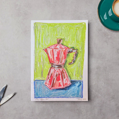 The Coffee Pot | Oil Pastel Illustration